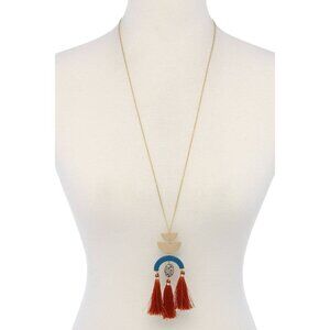 Half circle metal tassel pendant necklace